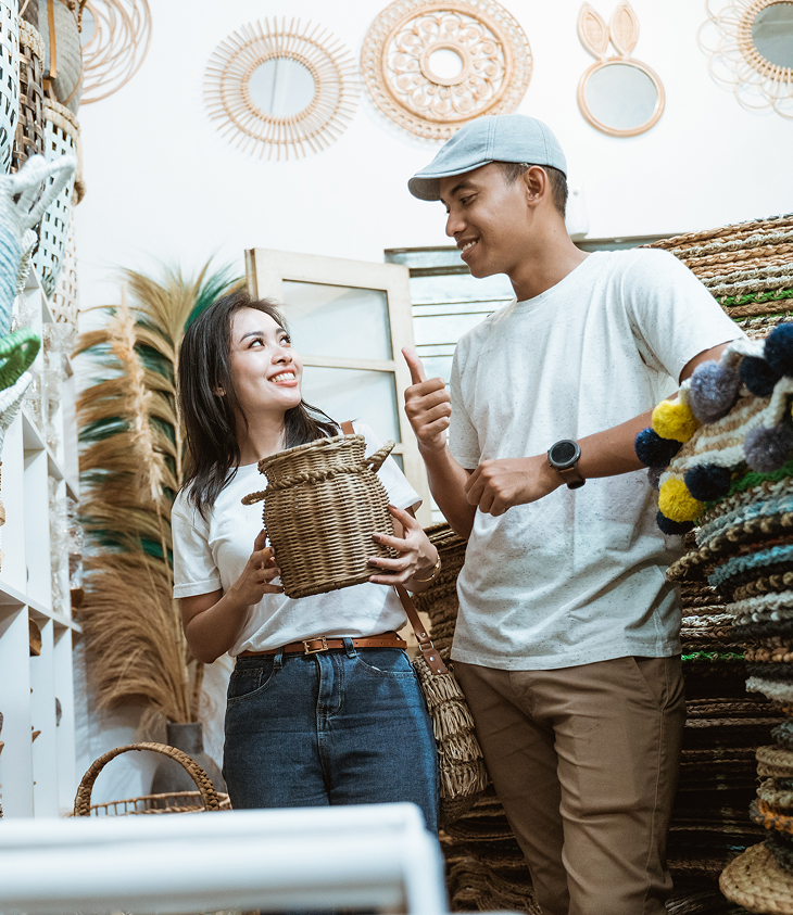 couple with basket